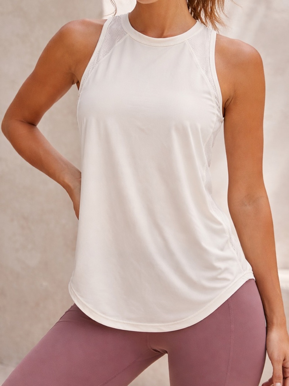 Lululemon Sculpt Tank Top - High Neck Cream White Size L